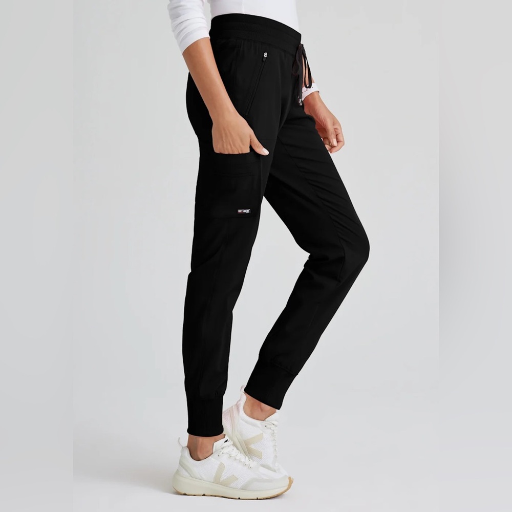 Barco Grey’s Anatomy Black Jogger Scrub Pants XS TALL - Picture 4 of 6